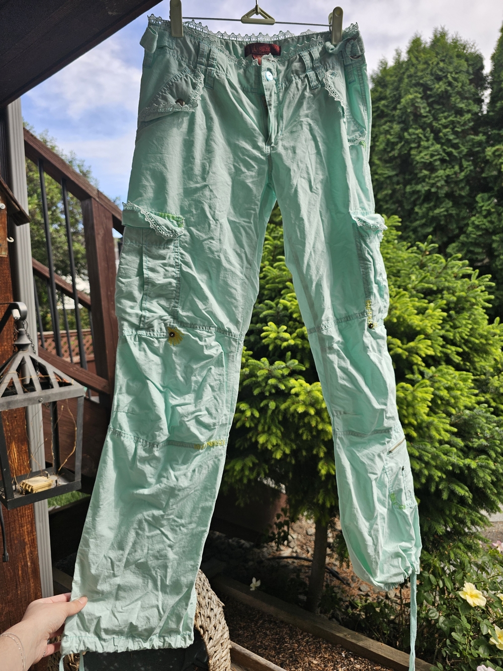 Y2k Miss Me Women's Light Mint Cargo Pants